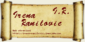 Irena Ranilović vizit kartica